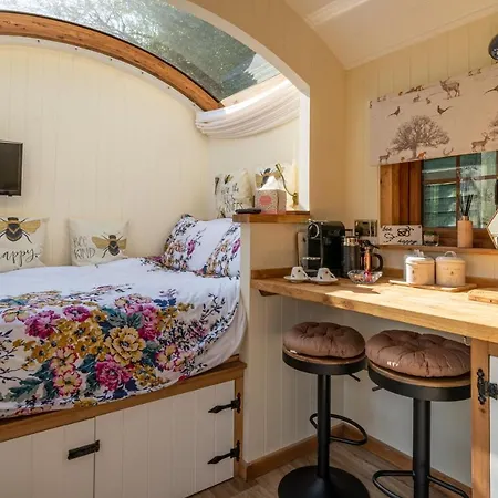 別荘 Honey Bee Shepherd's Hut - With Woodfired Hot Tub *